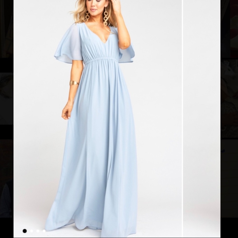Steel Blue Emily Empire Maxi Bridesmaid Dress